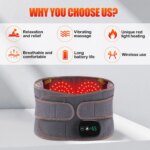 Infrared heating waist massager belt with vibration and lumbar support