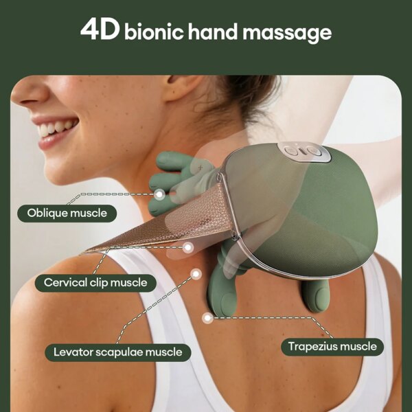 4D wireless neck and shoulder kneading massager