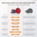 Red Light Therapy Hair Growth Bucket Hat T100 660nm&850nm 336Pcs LED