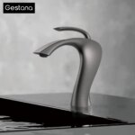 Gunmetal luksus servantbatteri med keramisk ventil og varmt/kaldt vann