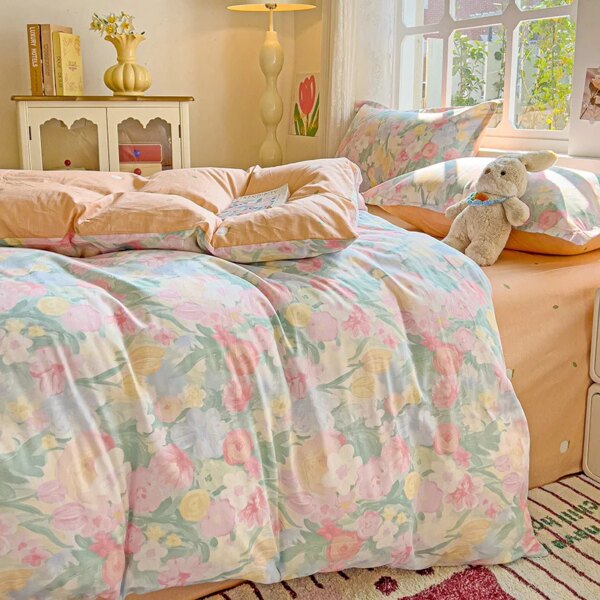 Pastel Fresh Floral Super Soft 100% Cotton Bedding Set