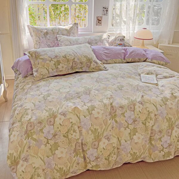 Pastel Fresh Floral Super Soft 100% Cotton Bedding Set