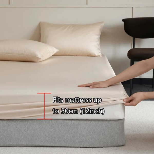 Mulberry Silk Fitted Bed Sheet with Elastic Bands Luxury Mattress Cover