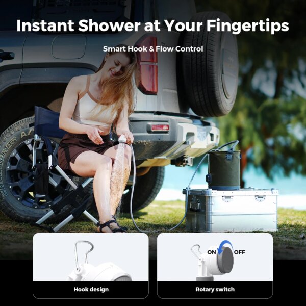 Flextial Portable Electric Shower Pump IPX7 Waterproof