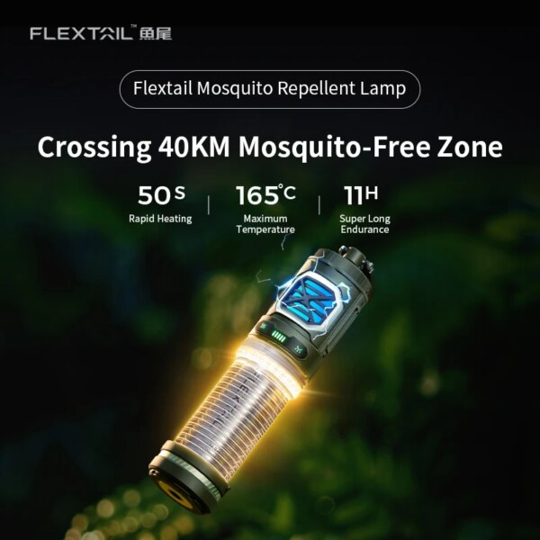 FLEXTAIL Mosquito Repeller with Camping Light and Rechargeable Battery