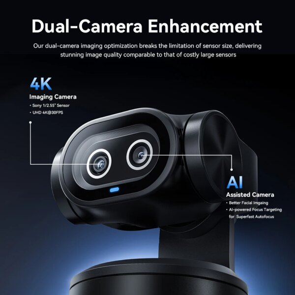 4K Webcam PTZ Web Camera EMEET PIXY Dual-Camera AI