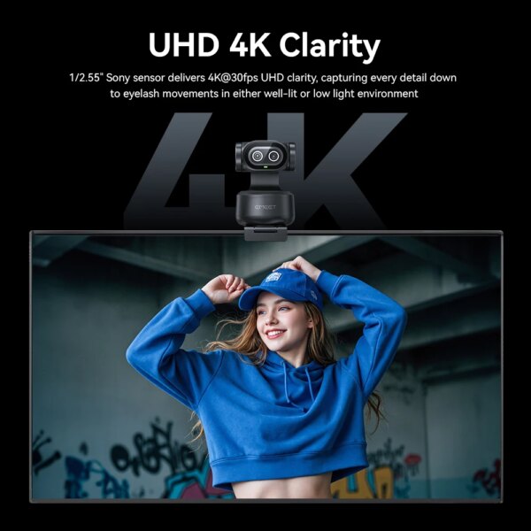 4K Webcam PTZ Web Camera EMEET PIXY Dual-Camera AI