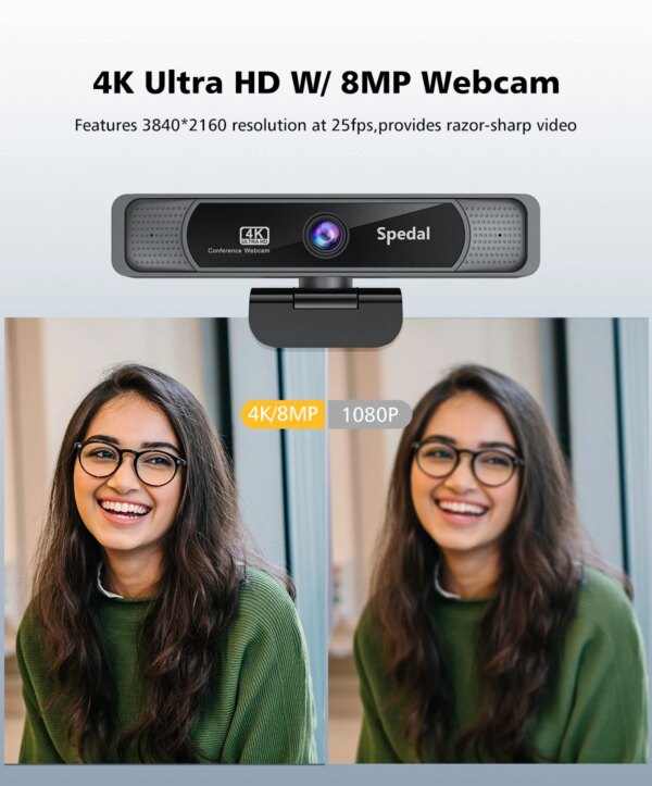 Spedal 4K Webcam Wide Angle Webcam With Microphone And Remote Control
