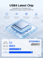 ORICO 40Gbps USB4 M.2 SSD Enclosure 8TB with with Cooling Fan
