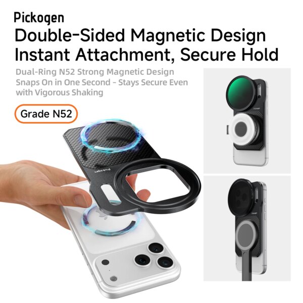 PICKOGEN 6.3" Magnetic Lens Filter Mount for MagSafe iPhone 12–17 Pro