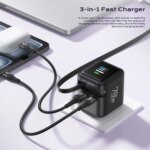 70W GaN Fast Charger with Type-C Retractable Cable 3 IN 1