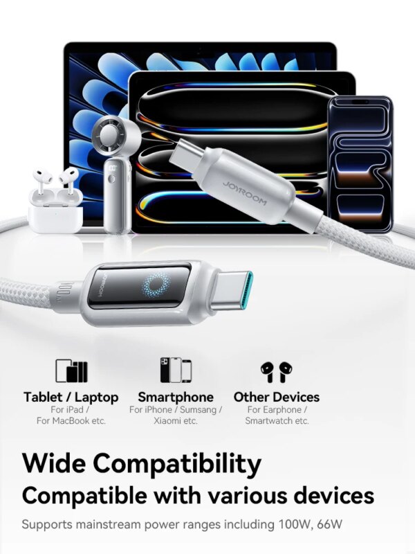 Joyroom 100W USB C Cable Automatic Power Off Fast Charge Type C Cable