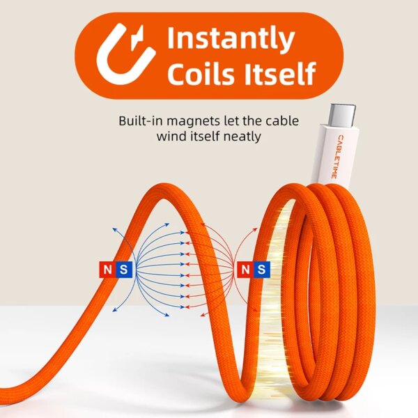 CABLETIME 40Gbps 8K 240W Magnetic Cable Fast Charging