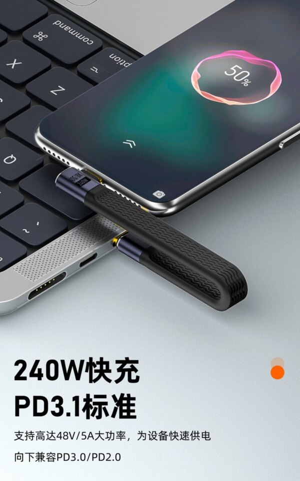Elbow USB4 Gen3 40Gbps FPC Cable 240W