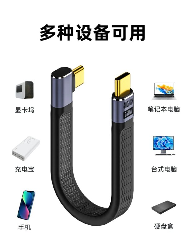 Elbow USB4 Gen3 40Gbps FPC Cable 240W