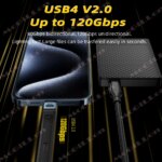 Thunderbolt 5 Full-function Data Cable USB C To USB C Fast Charging PD 240W