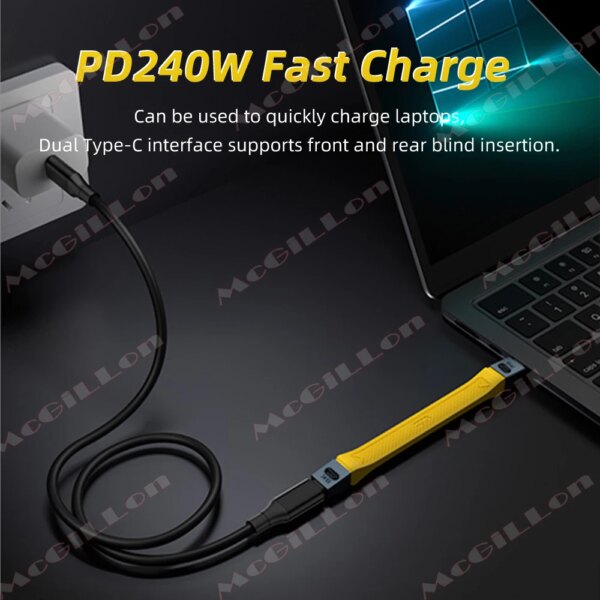 Thunderbolt 5 Full-function Data Cable USB C To USB C Fast Charging PD 240W